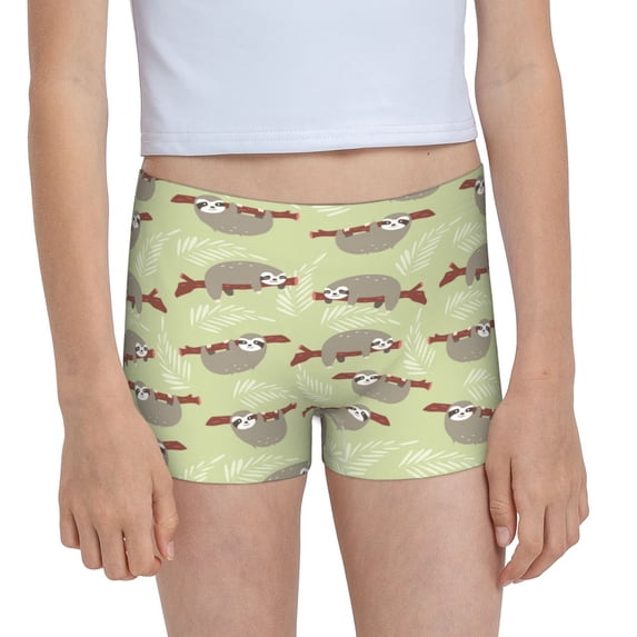 Rocae Twig Sloth for Girls' Cotton Boxer Briefs, Soft Mid-rise Panties-Small