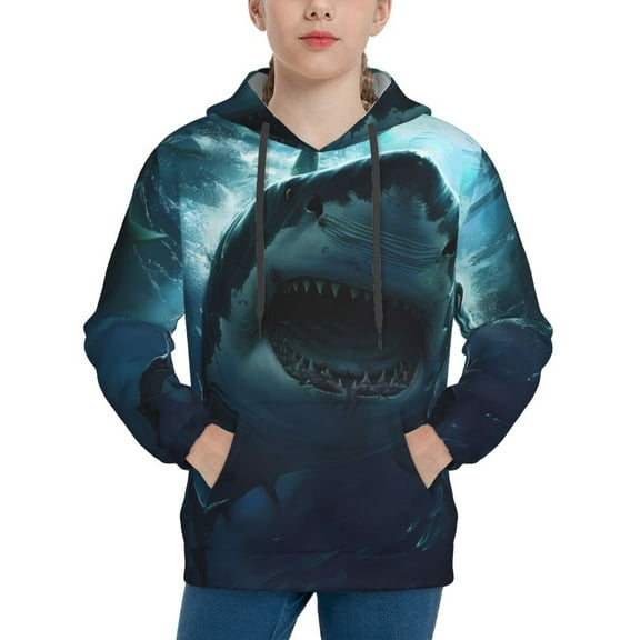 Rocae Undersea Shark for Hoodie for Boys Sweatshirts for Teen Girls Youth Hoodie-Small