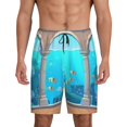 thumbnail image 1 of Rocae Underwater Aquarium Arches for Men's Soft Sleep Pajama Shorts, Waistband and Pockets-XX-Large, 1 of 6