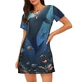 thumbnail image 1 of Rocae Underwater Dolphin for Nightgowns for Women Sleep Shirts Short Sleeve Nightshirt Pullover Nightdress, 1 of 6