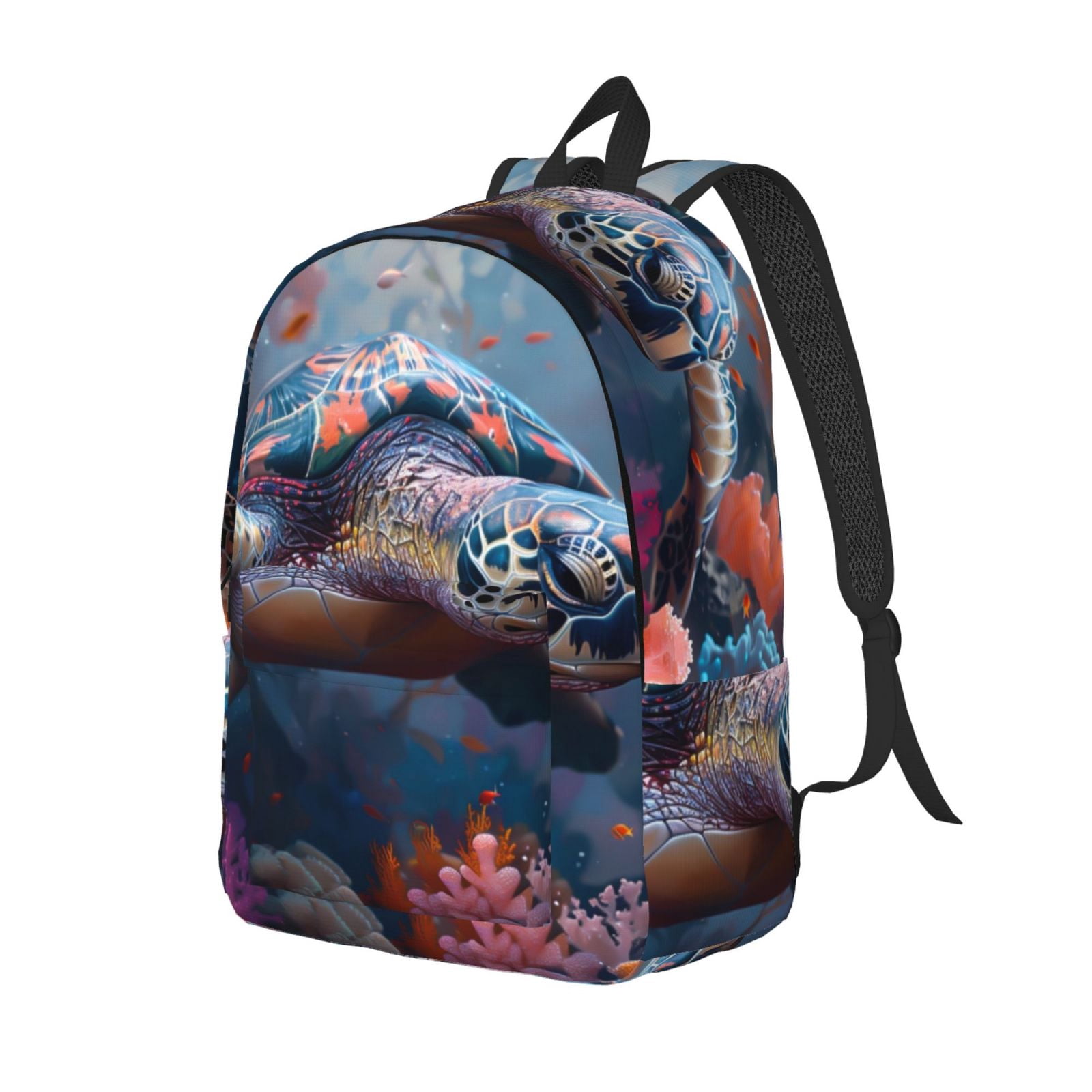 Rocae Underwater Lazy Turtle for Canvas College Laptop Backpack for Men ...