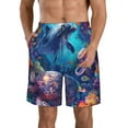 thumbnail image 1 of Rocae Underwater Turtle Dolphin Octopus for Men's Beach Shorts Casual Elastic Waist Drawstring Summer Beach Shorts,S-3XL-Small, 1 of 6