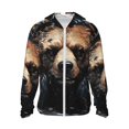thumbnail image 1 of Rocae Urban Bear With Headphones Breathable Sun Protection Hoodie Quick-Dry Lightweight Long Sleeve Hoodie Unisex Running Sports Shirt-XX-Large, 1 of 7