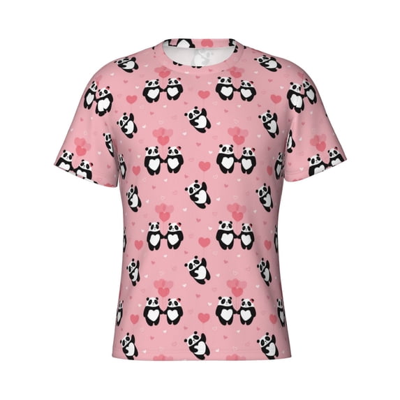 Rocae Valentine'S Day Panda for Men's Moisture-Wicking Crew Tee - T-Shirt for Sports, Outdoor Activities, and Casual WearMedium