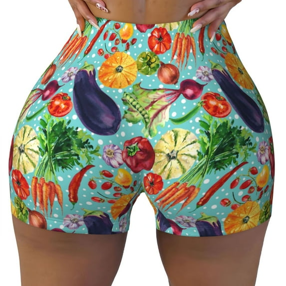 Rocae Vegetable (2) for Women's Quick-Dry Running Shorts,Ladies Active Athletic Apparel Yoga Workout Gym Running Volleyball Spandex Shorts XX-Large