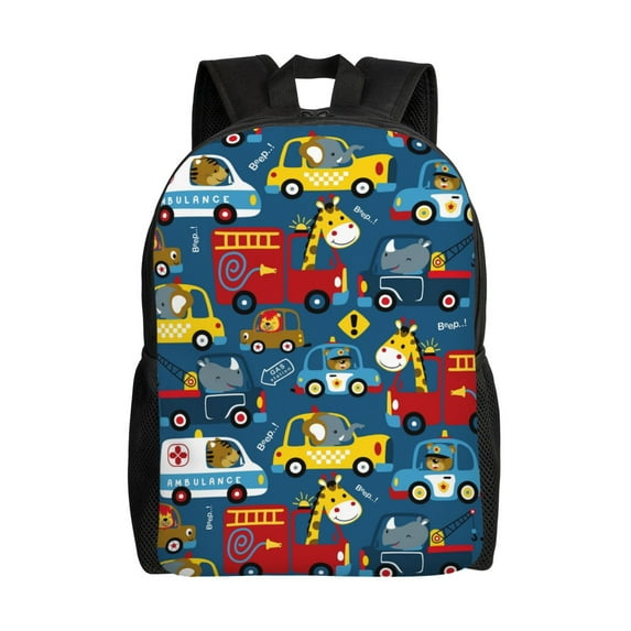 Rocae Vehicles Cartoon with Funny Drivers print Computer bag with separate compartment, suitable for 15 inch laptop backpack, gift for men and women