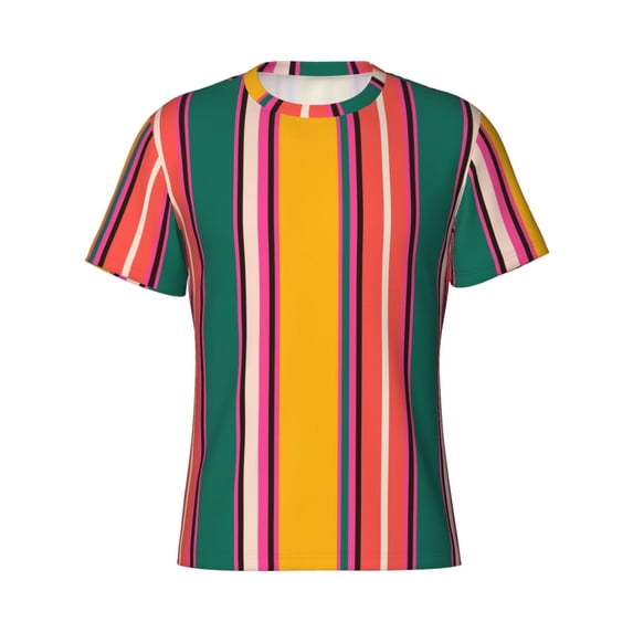 Rocae Vertical Stripes for Men's Moisture-Wicking Crew Tee - T-Shirt for Sports, Outdoor Activities, and Casual Wear