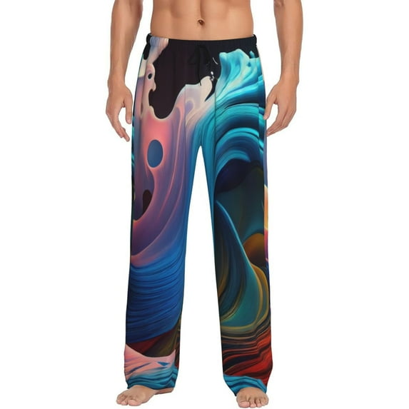 Rocae Vibrant Fluid Motion Art Mens Pajama Pants Pj Pants Mens Lounge Pants-Small