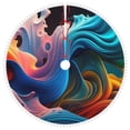 thumbnail image 1 of Rocae Vibrant Fluid Motion Art for Christmas Tree Skirt with Pom Pom Trim for Holiday Party for Holiday Home Decor Indoor Outdoor-36", 1 of 7