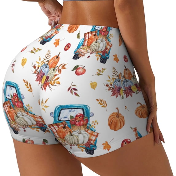 Rocae Vintage Autumn Truck for Women's Quick-Dry Running Shorts,Ladies Active Athletic Apparel Yoga Workout Gym Running Volleyball Spandex Shorts-
