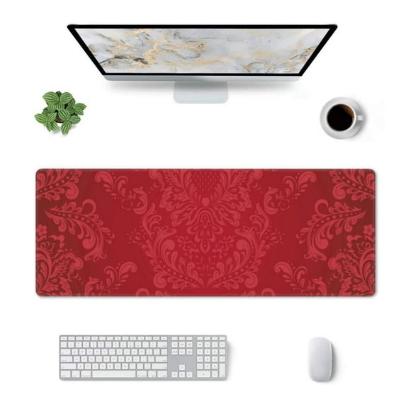 Rocae Vintage Burgundy for Gaming Mouse Pad, Mouse Pad Large, Office Computer Keyboard Mousepad, Keyboard and Mouse Pad with Stitched Edges,31.5 x 11.8 in