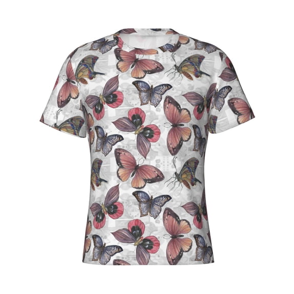 Rocae Vintage Butterflies for Men's Moisture-Wicking Crew Tee - T-Shirt for Sports, Outdoor Activities, and Casual WearX-Large