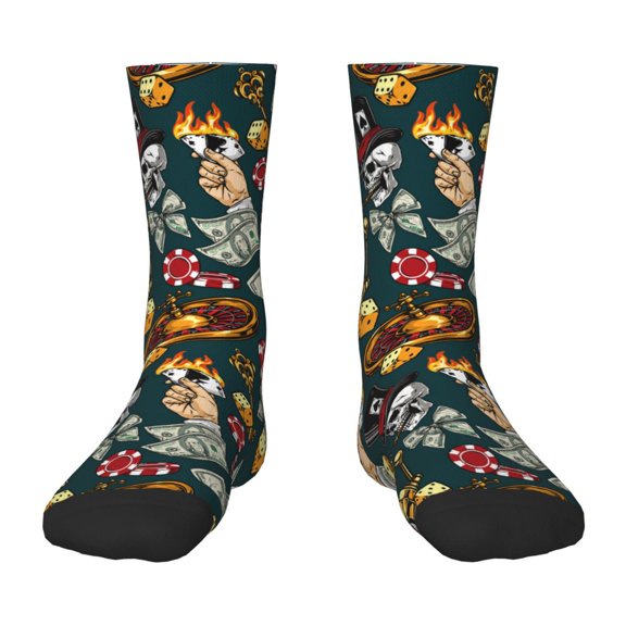 Rocae Vintage Casino Chips for Girls Boys Crew Socks,Children's Socks, Kids Socks, Toddler Socks: Daily Wear with Kids School Uniform