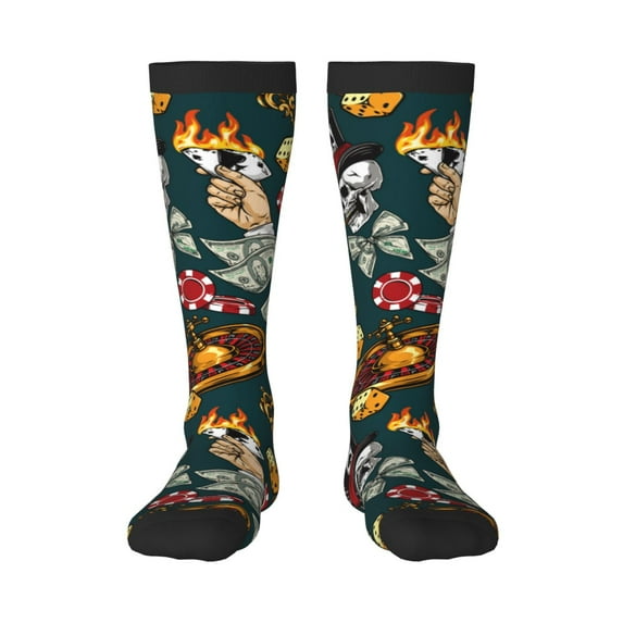 Rocae Vintage Casino Chips for Novelty Casual compression Socks For Women Men Contrast Color Stockings