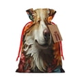 thumbnail image 1 of Rocae Vintage Colorful Flower Puppy for Christmas Drawstring Linen Gift Bag with Drawstrings Treat Bag Goody Present Bags for Christmas Party Favor-Medium, 1 of 9