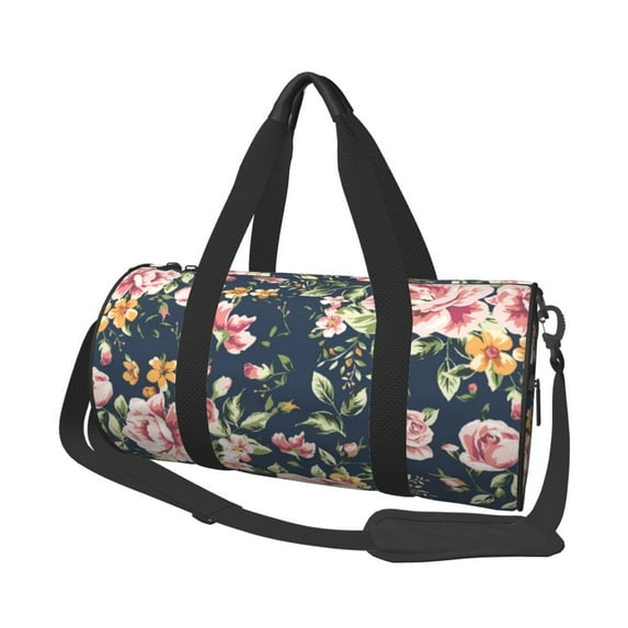 Rocae Vintage Floral Print Round Travel Duffel Bag and Fitness Bag, Women's Waterproof Weekend Tote, Men's Travel and Fitness Essentials