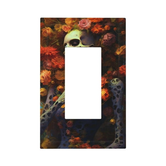 Rocae Vintage Floral Skull for Decorator Light Switch or Receptacle Outlet Wall Plate,Polycarbonate Thermoplastic-Style U