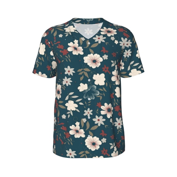 Rocae Vintage Floral for Breathable Men's Baseball T-Shirt Fashionable Casual Baseball Jersey, Moisture-wicking Sportswear 3X-Large