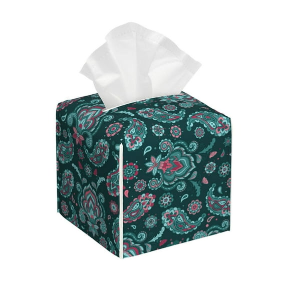 Rocae Vintage Floral for High-grade Leather Tissue Box, Exquisite Fashionable Design, Office Tissue Box, Waterproof Family Tissue Box