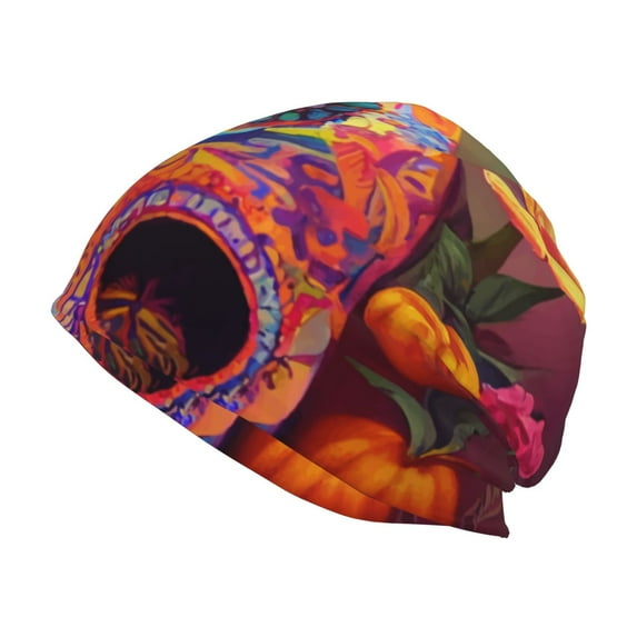 Rocae Vintage Patterned Skull for Beanies Hats for Men Women Warm Chunky Knit Hats Winter