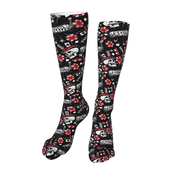 Rocae Vintage Skull Casino Novelty Casual compression Socks For Women Men Contrast Color Stockings