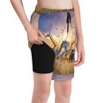 thumbnail image 1 of Rocae Vintage Wildlife Protection for Teen Beach Trunks Boys Swim Trunks with Compression Liner Quick Dry Board Shorts, 1 of 9