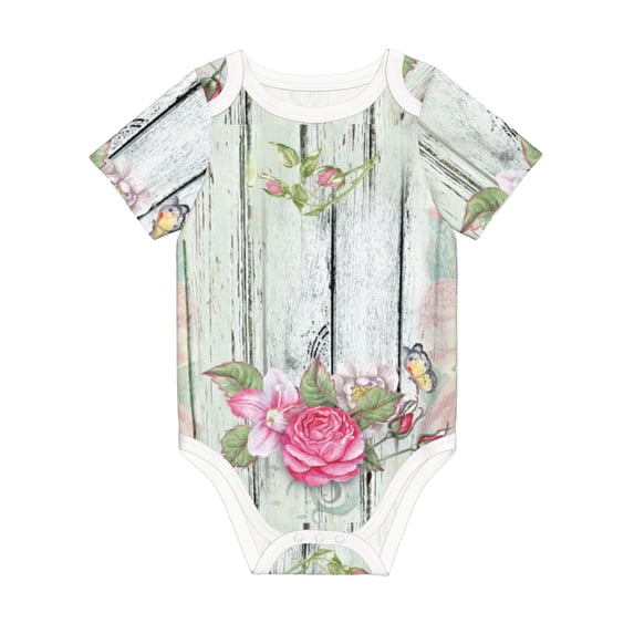 Rocae Vintage Wood with Floral for Baby Climbing Clothes Soft Baby Romper for Active Infants Comfortable and Breathable Crawling Jumpsuit Unisex Baby Outfit 3 Months