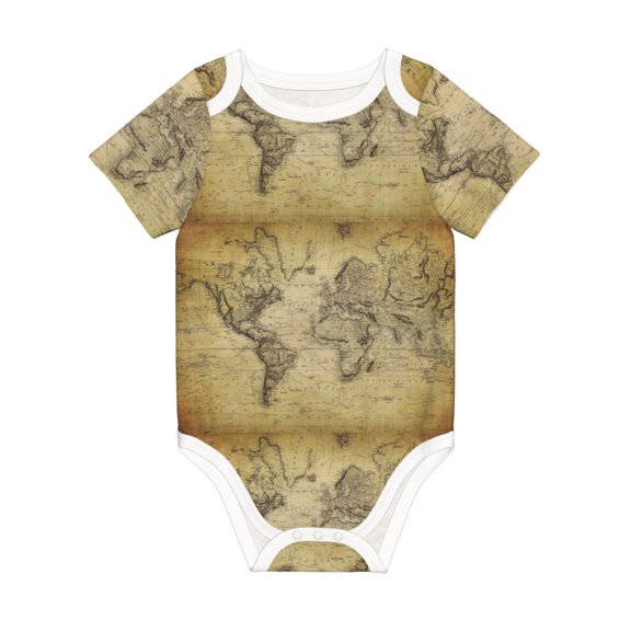 Rocae Vintage World Map for Baby Climbing Clothes Soft Baby Romper for Active Infants Comfortable and Breathable Crawling Jumpsuit Unisex Baby Outfit 12 Months