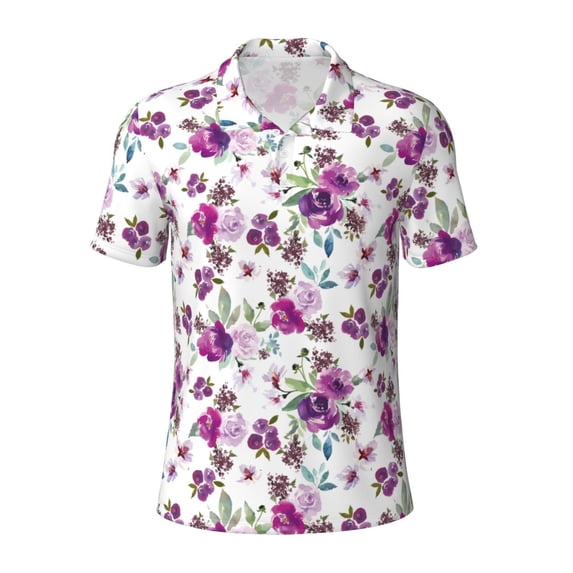 Rocae Rose Flowers for Men's Short Sleeve Polo Shirt, Quick Drying Performance Moisture Wicking Sports Men's Golf Shirt