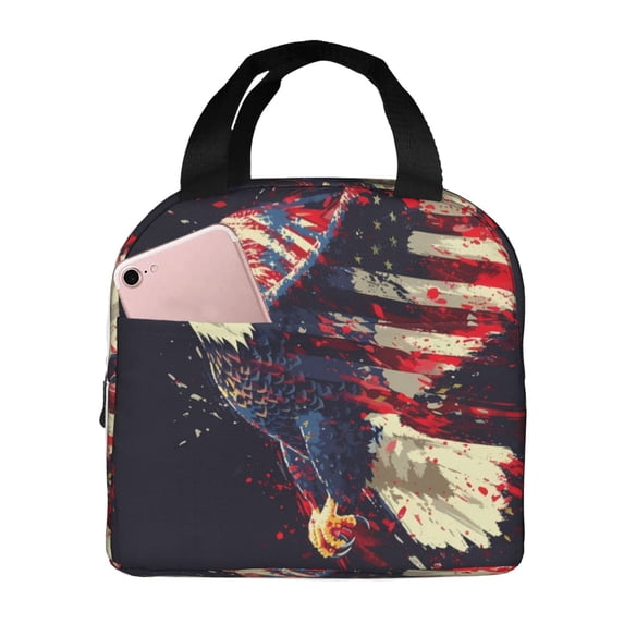 Rocae Watercolor Bald Eagle for Insulated Lunch Bag for Women Men,Large Lunch Box for Work School Picnic Hiking Daytrip