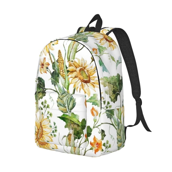 Rocae Watercolor Bright Sunflowers for Durable Canvas Backpack Leisure Large Bag Travel Rucksack Multi-function Backpack Small