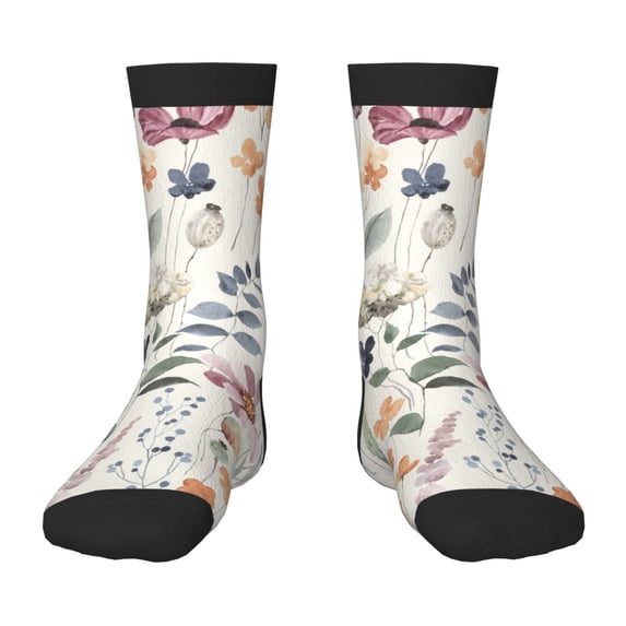 Rocae Watercolor Floral for Girls Boys Crew Socks,Children's Socks, Kids Socks, Toddler Socks: Daily Wear with Kids School Uniform