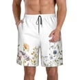 thumbnail image 1 of Rocae Watercolor Floral for Men's Beach Shorts Casual Elastic Waist Drawstring Summer Beach Shorts,S-3XL-Small, 1 of 6
