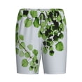 thumbnail image 1 of Rocae Watercolor Green Leaves for Men's Soft Sleep Pajama Shorts, Waistband and Pockets, 1 of 9