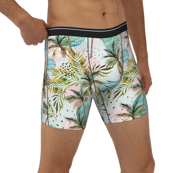Rocae Watercolor Palm Tree for Stretch Moisture-Wicking Underwear,Men's Underwear Boxer Briefs XX-Large