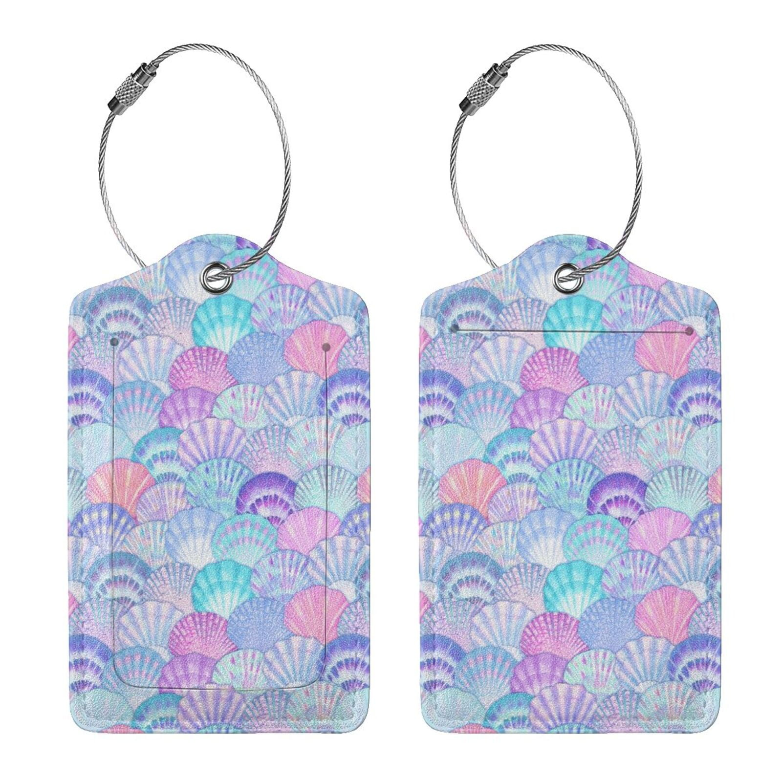 Rocae Watercolor Sea Shells 1 for Leather Luggage Baggage Tags ID Label ...