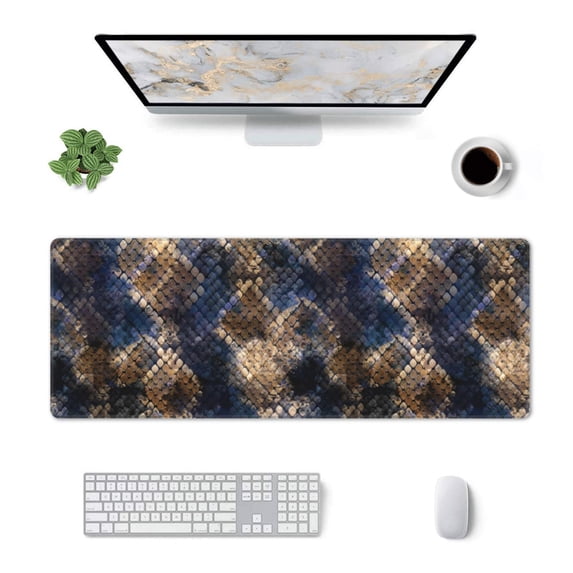 Rocae Watercolor Snake Skin for Gaming Mouse Pad, Mouse Pad Large, Office Computer Keyboard Mousepad, Keyboard and Mouse Pad with Stitched Edges,31.5 x 11.8 in
