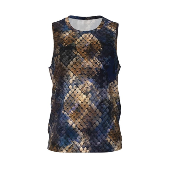 Rocae Watercolor Snake Skin for Men's Basketball Jersey Lightweight and Breathable Athletic Tank Top,Quick-Drying Sports Jersey Medium