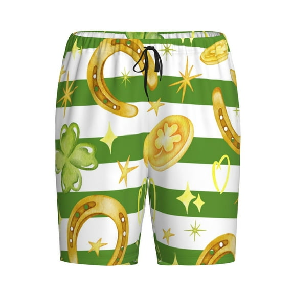 Rocae Watercolor St Patrick Day for Men's Soft Sleep Pajama Shorts, Waistband and Pockets