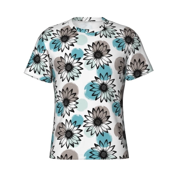 Rocae Watercolor Sunflower for Men's Moisture-Wicking Crew Tee - T-Shirt for Sports, Outdoor Activities, and Casual WearMedium