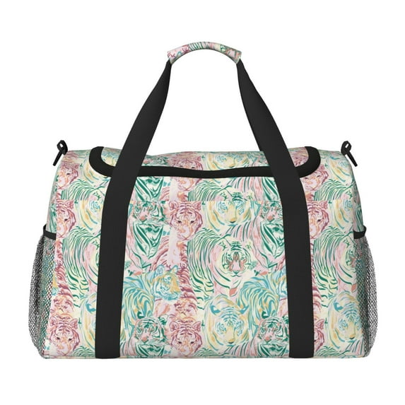 Rocae Watercolor Tiger Print Hand Travel Bag Travel Duffel Bag and Fitness Bag, Women's Waterproof Weekend Tote, Men's Travel and Fitness Essentials