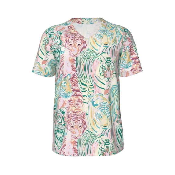 Rocae Watercolor Tiger for Breathable Men's Baseball T-Shirt Fashionable Casual Baseball Jersey, Moisture-wicking Sportswear Large