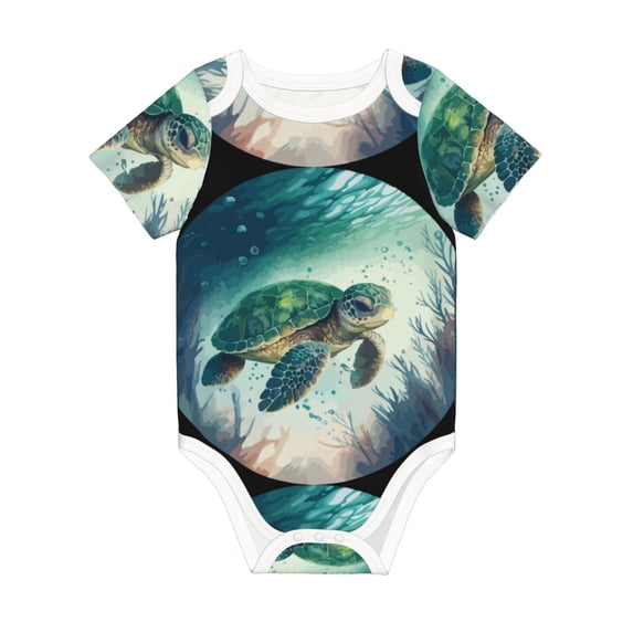 Rocae Watercolor Turtle5 for Baby Climbing Clothes Soft Baby Romper for Active Infants Comfortable and Breathable Crawling Jumpsuit Unisex Baby Outfit