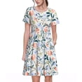 thumbnail image 1 of Rocae Watercolor Wildflowers 1 for Dresses Summer Casual Ruffle Short Sleeve Cute Crew Neck Flowy Dress with Pockets, 1 of 6