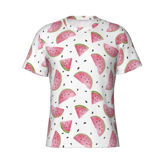 Rocae Watermelon for Men's Moisture-Wicking Crew Tee - T-Shirt for Sports, Outdoor Activities, and Casual WearXX-Large