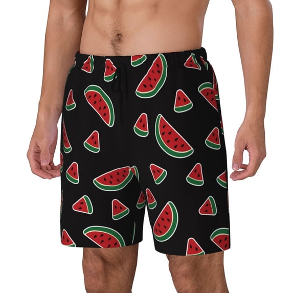 Rocae Watermelon for Men's Swim Trunks Quick Dry With Two Side Pockets and One Lined Patch PocketMedium