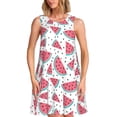 thumbnail image 1 of Rocae Watermelon for Sleeveless Dresses Summer Casual Ruffle Sleeveless Cute Crew Neck Flowy Dress with Pockets, 1 of 7