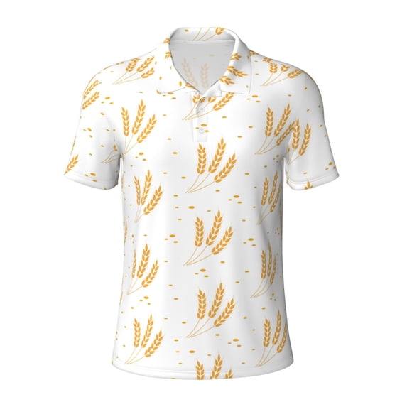 Rocae Wheat for Men's Short Sleeve Polo Shirt, Quick Drying Performance Moisture Wicking Sports Men's Golf Shirt Small