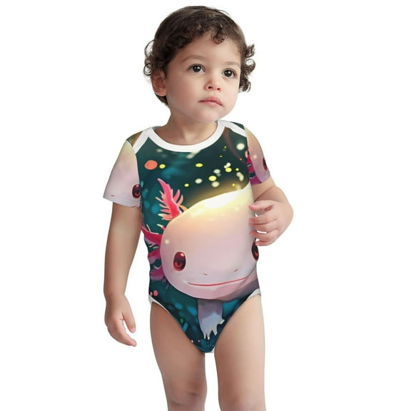 Rocae Whimsical Axolotl Fantasy for Baby Cotton Short-Sleeve Bodysuits for Unisex Onesies Bodysuit-3 Months
