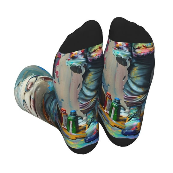 Rocae Whimsical Goat Artist for Adult Socks Casual Athletic Stretchy Loose Socks for Women Men Non-Slip Middle Tube Socks